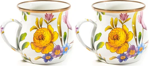 Vista 12 de MACKENZIE-CHILDS - Taza esmaltada, 16 onzas, jardín de mariposas Butterfly Garden
