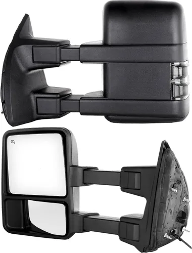 Vista 15 de Conjunto de espejo lateral del conductor o del pasajero para Ford F150 F250 F350 plegable manual, sin calefacción, color negro liso, paquete de 1