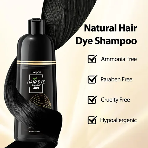 Vista 9 de Champú de tinte de cabello negro 3 en 1 color de cabello