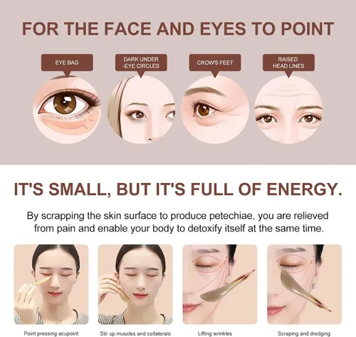 Vista 3 de Beaupretty Herramienta de masaje de raspado facial Uso para ojos de spa Espalda Piernas Brazos Cuello