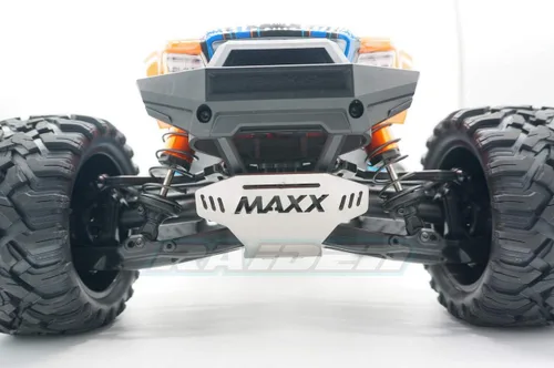 Vista 4 de V1 Versión Antigua Maxx Steel Chasis Protector Protector Armadura Delantera Centro Trasera Placa De Deslizamiento Para Traxxas V1 1/10 MAXX - Hueco