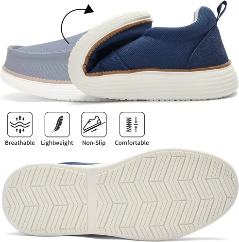 Vista 2 de GQQ Mocasines casuales para hombre, zapatos náuticos para hombre, cómodos, ligeros, de lona, antideslizantes, zapatos para caminar