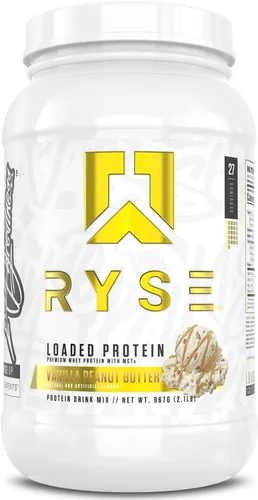 Vista 26 de RYSE Proteína en Polvo Cargada - Jet-Puffed Pastel de Cumpleaños - 25g Aislado y Concentrado de Proteína de Suero con Fibra Prebiótica y MCTs - Bajo