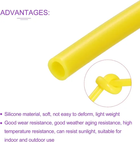 Vista 5 de DMiotech 0.197 in ID 0.276 in OD 10 pies tubo de silicona amarillo industrial tubo de silicona para bomba de aire de agua