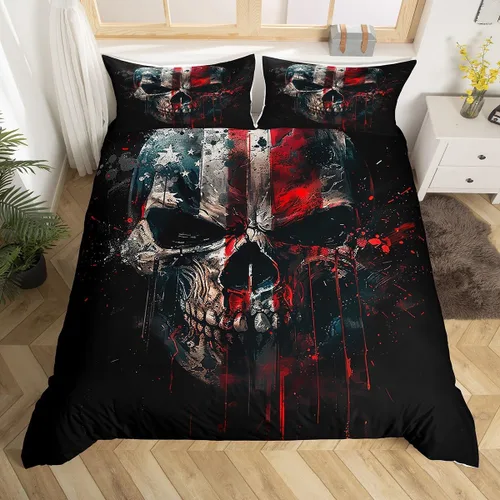 Vista 18 de Manfei Juego de ropa de cama de silueta de ciervo, tamaño individual, funda de edredón con patrón de flechas y cuernos con 1 funda de almohada