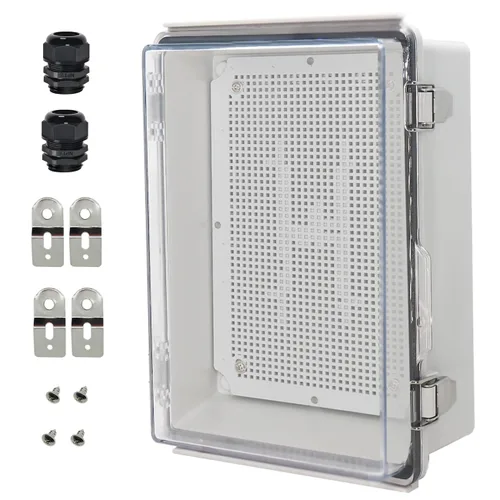 Vista 12 de Zulkit Caja de conexiones IP67 Caja eléctrica impermeable para proyectos con cubierta transparente con bisagras, cierre de acero inoxidable, carcasa