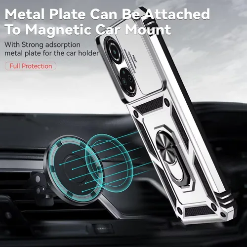 Vista 6 de Funda para Honor X7, CMA-LX2 CMA-LX1 con protector de pantalla de vidrio templado y cubierta de cámara deslizante, anillo magnético soporte