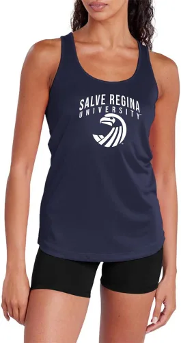 Vista 436 de Camiseta deportiva sin mangas oficial de NCAA Collegiate para mujer, con espalda cruzada, colección con logotipo primario