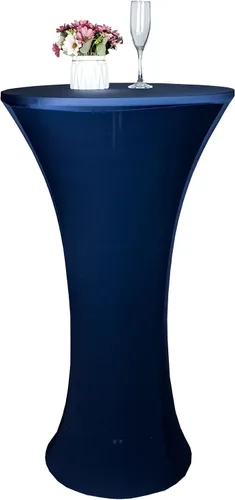 Vista 21 de Mantel de Mesa de Cóctel de Spandex Negro de 24x43 Pulgadas Ajustado Mesa de Bar Redonda Elástico Cubiertas de Mesa de Cóctel Highboy para Banquete