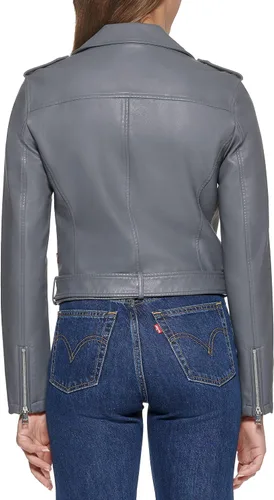 Vista 2 de Levi's - Chaqueta de motociclista de piel con cinturón para mujer (tallas estándar y extragrandes)