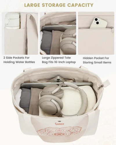 Vista 3 de Gonex Bolsa para Esterilla de Yoga, Bolsa de Gimnasio Tipo Tote con Múltiples Bolsillos para Mujeres y Hombres, Portaesterillas de Yoga de Lona