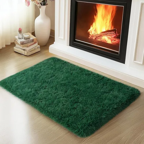 Vista 81 de Mugorn - Alfombras suaves y esponjosas de 2 x 3 pies para el hogar, alfombra pequeña con 4 mallas antideslizantes, color negro, 2 x 3 pies