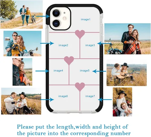 Vista 41 de Funda de teléfono personalizada para iPhone 11, diseño personalizado de fotos de collage de múltiples imágenes, resistente a los golpes, resistente