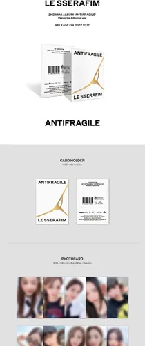 Vista 2 de DREAMUS LE SSERAFIM ANTIFRAGILE 2º Mini Álbum Weverse Álbum Plataforma Versión Titular de la tarjeta+Tarjeta Fotocard+Tarjeta QR+Guía