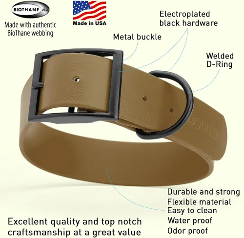 Vista 455 de Dogline Biothane - Collar impermeable para perro con hebilla de liberación rápida, resistente cincha de nailon recubierta con resistente y a prueba