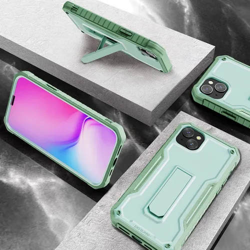 Vista 5 de ExoGuard Funda para iPhone 14 Plus de 6.7 pulgadas, funda de goma a prueba de golpes de cuerpo completo viene con un protector de pantalla de vidrio