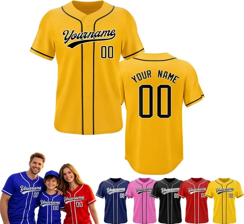 Vista 27 de Camiseta de béisbol personalizada, nombre del equipo, número de equipo, logotipo, camisetas impresas cosidas, uniformes deportivos, regalos