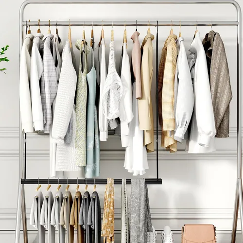Vista 9 de Storage Maniac Barra Colgante para Armario, Organizador Colgante para Ropa con Ancho y Altura Ajustables, Barra para Colgar Ropa que Ahorra Espacio
