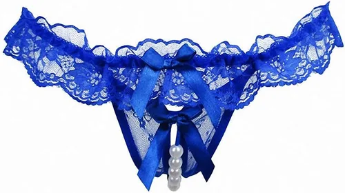 Vista 4 de Mujeres Perla Encaje Bowknot Cuentas Encaje Bragas Erótica Tanga Lencería Ropa