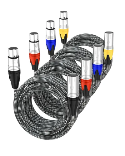 Vista 10 de Cable XLR corto de 3 pies, cable de extensión de micrófono XLR macho a hembra con 3 pines, cables XLR blindados de alta calidad, cables de micrófono