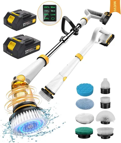 Vista 9 de Qimedo Limpiador eléctrico giratorio con dos baterías Q2 Pro, limpiador eléctrico de alta potencia de 1500 RPM para limpieza, cepillo de limpieza