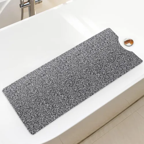 Vista 10 de Tapete de bañera antideslizante de PVC suave con drenaje para bañera de 40 x 16 pulgadas (beige amarillo)
