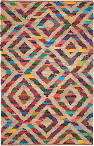Vista 9 de Dash & Albert Tetra Chindi - Alfombra de yute tejida a mano, 2 x 3 pies, patrón geométrico múltiple