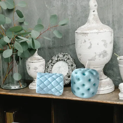 Vista 4 de 2 moldes de vela de silicona, moldes de vela de resina de pilar cilíndrico para hacer velas, taburete redondo 3D para sofá de silicona para velas
