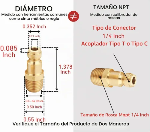 Vista 6 de Tipo automotriz masculino C automotriz de latón de 1/4 de pulgada NPT de 1
