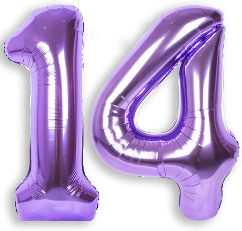 Vista 27 de Globo de número 0 de 40 pulgadas de RainbowQ Party, grande, color púrpura, para niños o niñas, números del 0 al 9, de papel de aluminio y Mylar