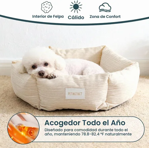 Vista 3 de Cama para gatos, cama para mascotas con forma de dona de 22 Blanco crema