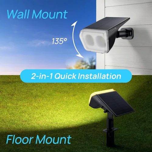 Vista 8 de Consciot Focos solares impermeables para exteriores, 24 LED del anochecer al amanecer, luces de pared ajustables 2 en 1, focos solares de paisaje