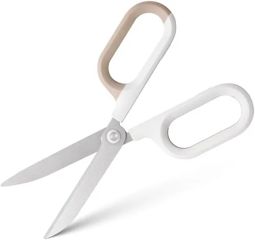 Vista 2 de Tijeras multiusos de oficina para manualidades y manualidades, asas de agarre cómodo, tijeras afiladas resistentes (blanco)
