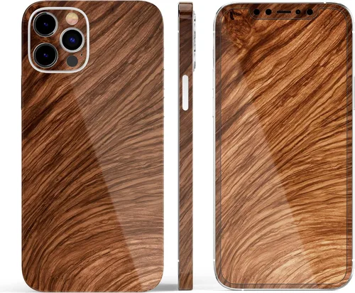 Vista 3 de DesignSkinz Kit de calcomanías de cuerpo completo compatible con iPhone 15 Plus, madera natural de lujo V3