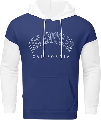 Vista 3 de EELHOE Mens Sweatshirts Midweight Baggy Long Sleeve Tops with Hood Stylish Breathable Print Graphic Pullover