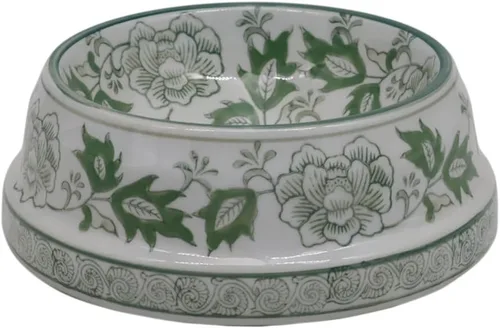 Vista 11 de Aimusego Plato chino de cerámica azul de 6.7 pulgadas para alimentos y agua para perros pequeños y medianos/gatos, tazón antideslizante de porcelana