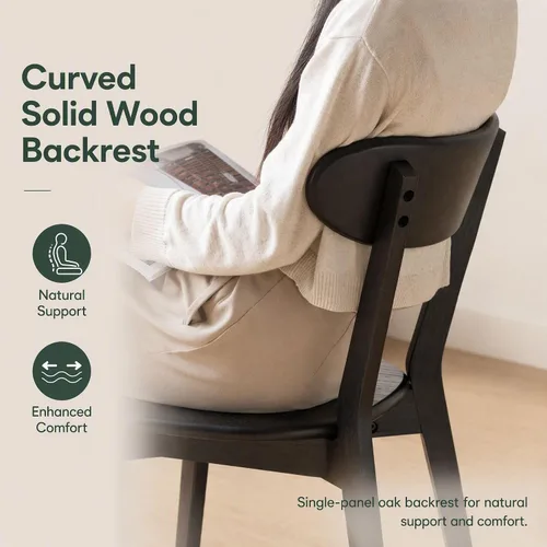 Vista 3 de Sillas de comedor de roble, sillas de cocina, silla moderna de madera maciza 100% con respaldo curvo, silla de comedor para cocina, sala de estar