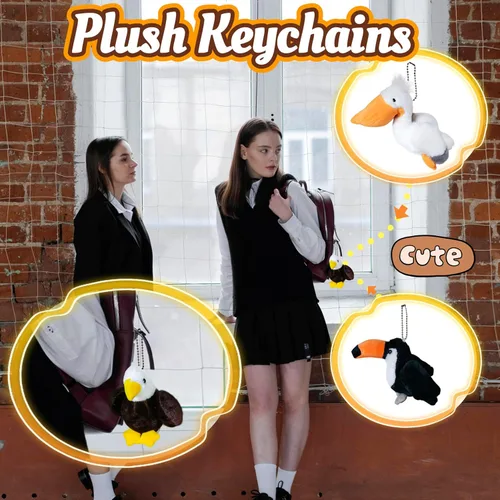 Vista 6 de Peluche de águila calva para niños, peluches Kawaii de águila calva, juguetes de peluche suaves de pájaro, mini animales de peluche para niñas