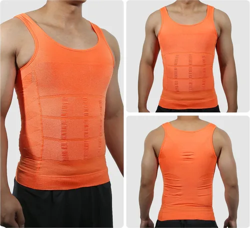 Vista 5 de VOCOSTE Ropa interior moldeadora de abdomen para hombre, faja elástica de nailon