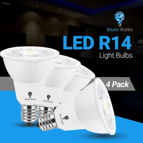 Vista 6 de Paquete de 4 bombillas LED R14 de 6W con base E17, mini reflector proyector, bombilla de luz regulable blanca - equivalente a 60W - bombilla LED