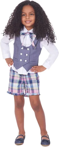 Vista 3 de IZOD Conjunto de chaleco de 4 piezas para niñas con parte superior e inferior de manga abullonada