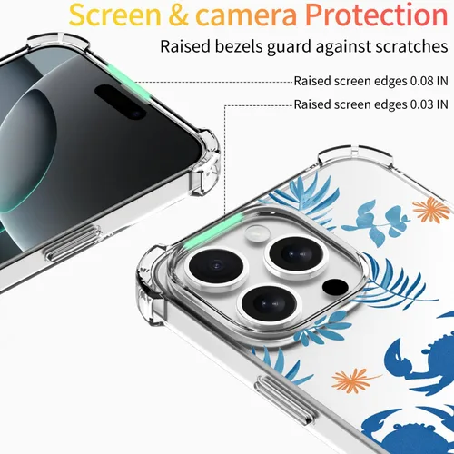 Vista 4 de Funda transparente con estampado de cangrejo azul para iPhone 7 Plus/8 Plus, TPU suave y flexible, de cuerpo completo, a prueba de golpes, para Rana