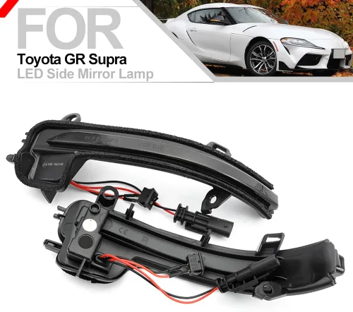 Vista 3 de Luces LED dinámicas para espejo lateral intermitente para Toyota GR Supra 2020-2023, lente ahumada, luces intermitentes secuenciales, accesorios