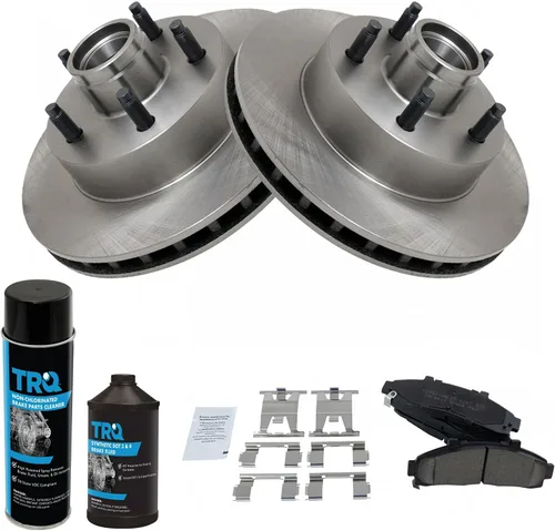 Vista 3 de TRQ Kit de pastillas de freno delantero y rotor, kit químico de freno, pastillas de freno de cerámica compatible con Ford Ranger Mazda B2300