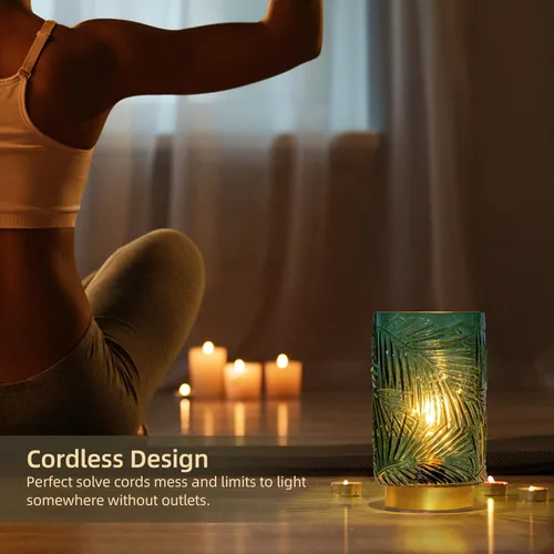 Vista 4 de Lámpara de mesa con pilas, lámparas inalámbricas para decoración del hogar, luz nocturna a pilas con bombilla LED con temporizador, luces