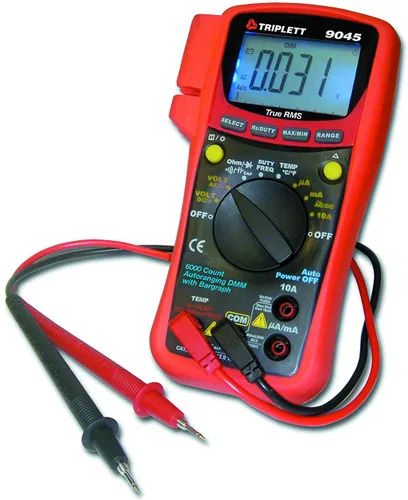 Vista 6 de Triplett 9045 True RMS Multímetro digital de 6000 cuentas: voltaje CA/CC, corriente CA/CC, resistencia, continuidad, prueba de diodos y capacitancia