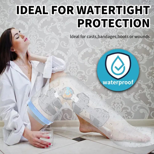 Vista 14 de Protector de pierna para adultos para ducha, vendaje de ducha impermeable y cubierta fundida, protección completa de pierna hermética para piernas