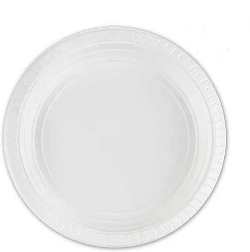 Vista 18 de PLASTICPRO Platos redondos de plástico de 7 pulgadas para microondas, desechables, color blanco, vajilla de 100