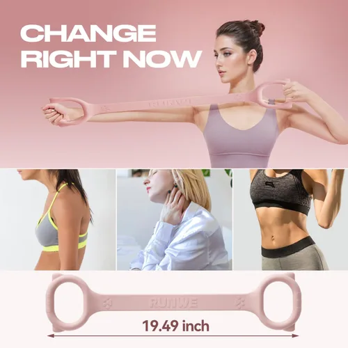 Vista 6 de Figure 8 Workout Resistance Band - 3 Elasticities Optional 20 30 40lb, Thicker Durable Arm Back Shoulder Exercise Elastic Rope Yoga Straps Pilates