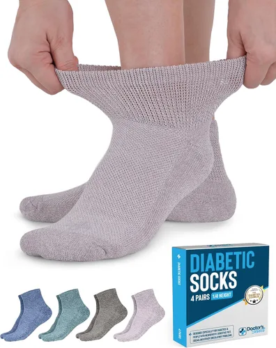Vista 10 de Calcetines de tobillo para diabéticos Doctor's Select para mujeres y hombres - 4 pares Calcetines para diabéticos unisex para adultos